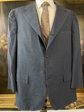 VTG Brooks Brothers 46L USA MADE 1960's Blue Gray Pinstripe 3 Roll 2 Blazer