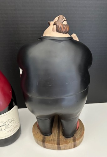 Portabottiglie di vino cameriere in resina paffuta | statuina decorazione espositore | bianco e nero - Foto 5 di 9