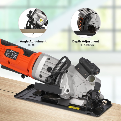 4Amp 3500RPM Mini Kreissäge mit Laserführung, Vakuumadapter, Blattschlüssel an - Bild 5 von 12
