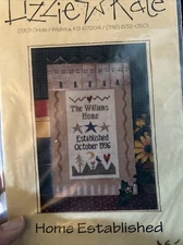 LIZZIE KATE Counted Cross Stitch Pattern HOME ESTABLISHED Stars Hearts
