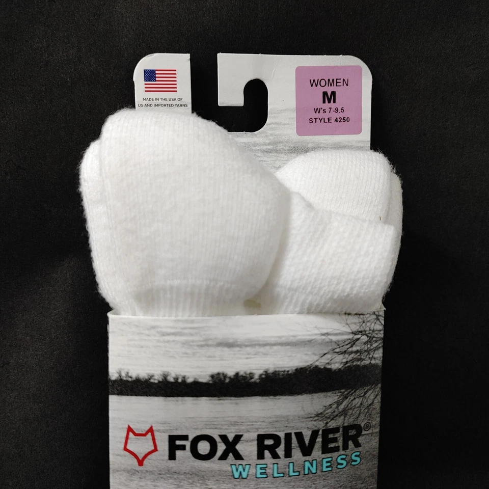 Meia Fox River Classic Diabetic Crew feminina tamanho M 7-9.5 branca 4250 2 pares - Imagem 2 de 4