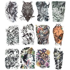 12-sheet Temporary Tattoos Large Arm Body Waterproof Sticker Removable Arm 4 Guy
