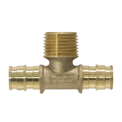 1 Pack XFITTING 1/2" Pex A Male Tee, MNPT Expansion Tee, Lead Free Brass