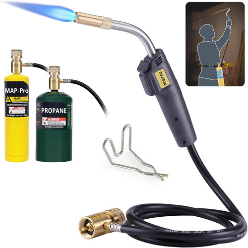 MAPP Gas Torch Kit with Self-Ignition and 4.9ft Hose for Plumbing and HVAC