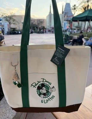 NEW Disney Parks Mickey Mouse Starbucks Canvas Tote Bag Park Days & Lattes