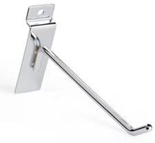 25 Pack 6" Black Slatwall Hooks – Metal Peg Hooks for Retail Store Display, Shop