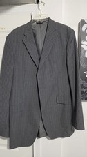 Banana Republic Mens Suit Coat 44L Grey With Pinstripe
