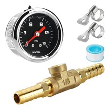 Senctrl Fuel Pressure Gauge Kit 15 Psi For 38 Fuel Line Black Dial Senctrl Fuel Pressure Gauge Kit 15 Psi For 38 Fuel Line Black Dial