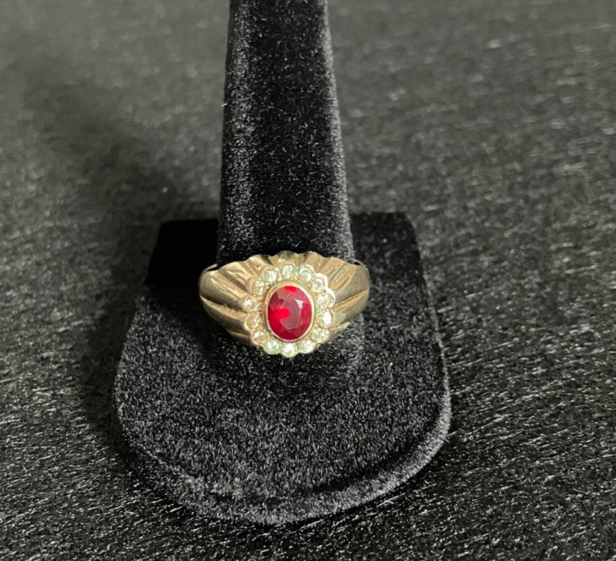 Sterling Silver 925 Gold Toned Ruby Cocktail Ring… - image 5