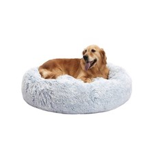 Calming Donut Dog Bed, 36 Inches Round Fluffy for Large Dogs, Anti-Anxiety Pl...