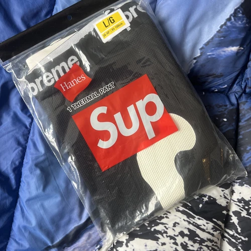 Pantalon thermique Supreme Hanes Bones noir taille L squelette Halloween