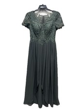 JJ's House Chiffon Lace V-Neck Mother of the Bride Dress Sz US 10 Grey 217325