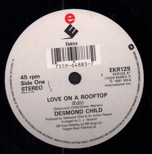 Desmond Child Love En Un Tejado 7" Vinilo UK Elektra 1991 Con Funda EKR129 - Imagen 3 de 3
