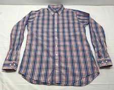 Gitman Bros Mens XL Blue Plaid Button Down Shirt Made in USA Cotton Preppy