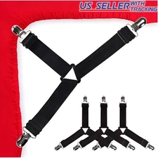 4pcs Bed Suspender Straps Mattress Fastener Holder Triangle Grippers Sheet Clips