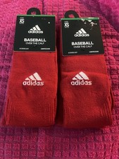 NWT Adidas Over the Calf Youth Compression Baseball Socks Red Grey XS 9C-1Y 2Pr