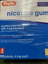 Nicotine Gum 4mg, 100 Chews By Rugby Exp 2028/01