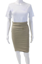 Artelier Nicole Miller Womens Cotton Tie Front Zip Back Pencil Skirt Brown Size4