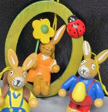 LOT German PAINTED WOODEN EASTER TREE ORNAMENTS Erzgebirgische PRIMARY COLORS