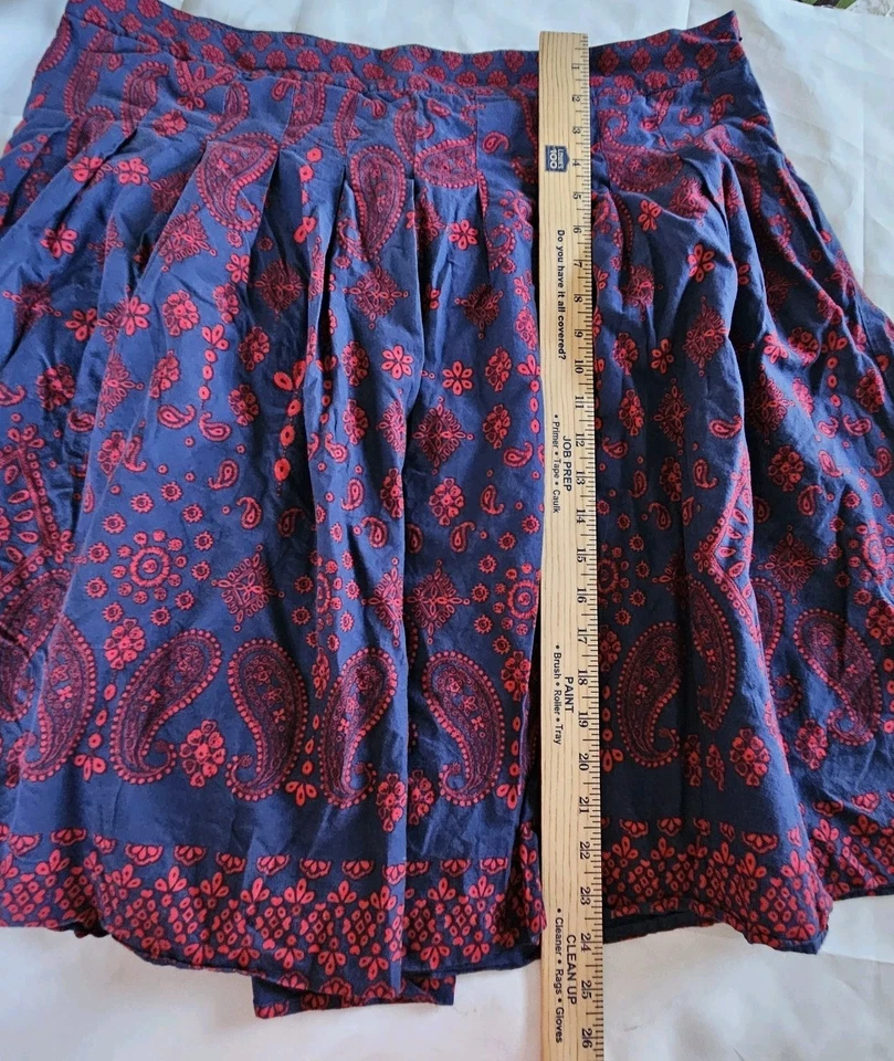 Falda Talbots Talla Grande 20 Azul Rojo Plisada 100% Algodón Foto 3 de 4