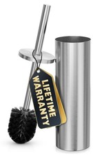 Stainless Steel Toilet Brush and Holder Set, Splash Guard Silver 1, Silver