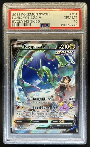 2021 Pokemon SWSH Evolving Skies Rayquaza V #194/203 PSA 10 GEM MINT