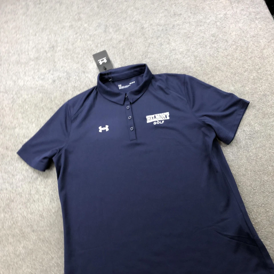 Belmont Bruins Polo Shirt Womens Large Blue Short Sleeve Under Armour - Image 2 of 4