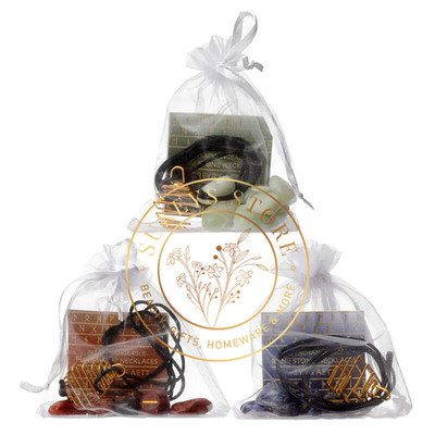 3er Set - DIY Rune Stein Edelstein Halskette Herstellung Kit Kristall Schmuck Basteln