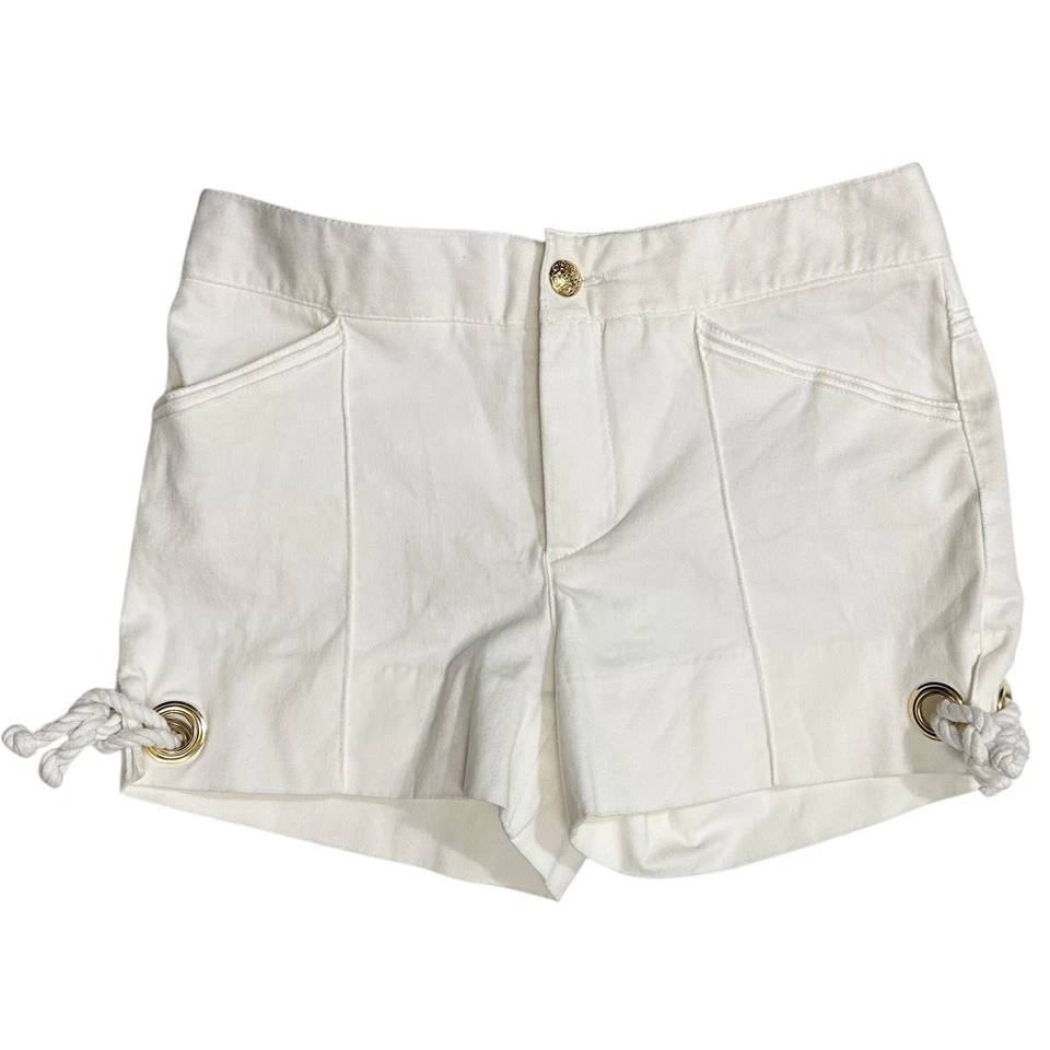 Zara веревки галстук шорты белое золото акцент Chino заниженной размер 4 - Изображение 2 из 4