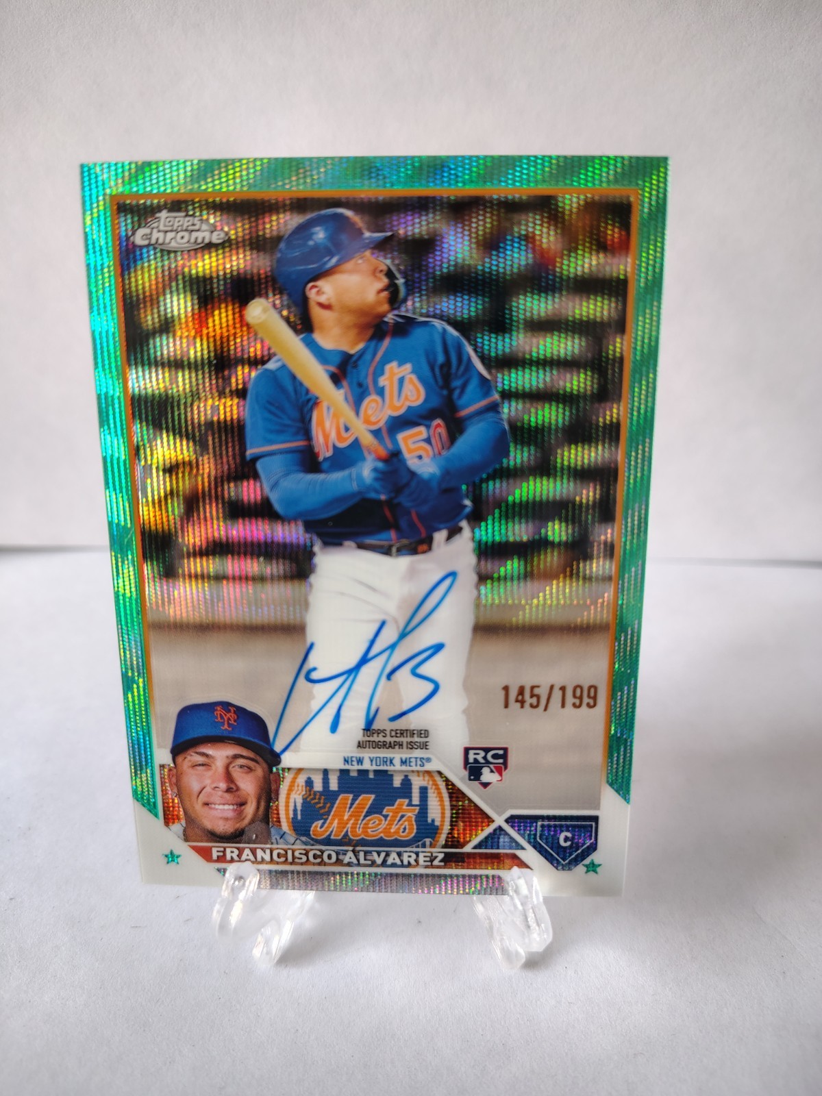2023 Topps Chrome Rookie Autograph Francisco Alvarez Aqua Wave /199 Mets