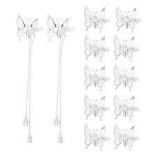 12 PCS 3D Moving Silver Butterfly Hair Clips Tassel Butterfly Clips Metal Movi