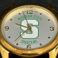 Michigan State Spartans Sun Time Watch Gold Tone Collegiate Musical Series Tin