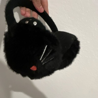 Black Cat Faux Fur Insulated Ear Muffs Winter Skiing Snowboarding Headwear
