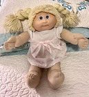 VTG 1982 Cabbage Patch Kids Girl Doll Lemon Blonde Braid Blue Eyes Bottle Mouth