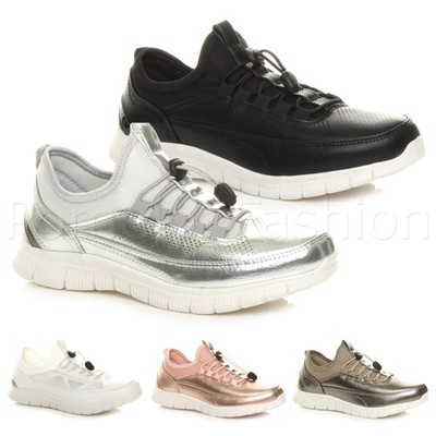 DAMEN FLACH BEQUEM MEMORY FOAM FLEXIBEL VERSTELLBAR SPORTSCHUHE SNEAKER GRÖSSE