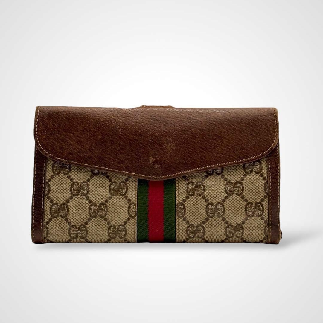 Authentic Gucci Vintage Wallet Sherry Bifold Long Purse GG Supreme
