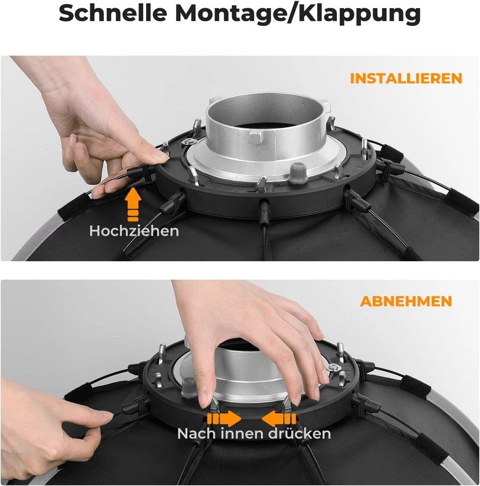 K&F Concept Parabol Softbox Schnellverschluss Bowens-Mount für COB Video Light - Bild 3 von 4