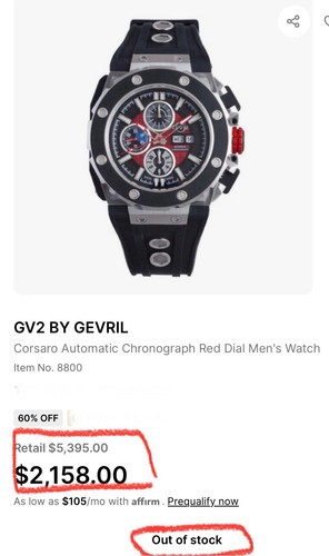 ✅ GV2 BY GEVRIL Corsaro Cronografo Automatico-Orologio Svizzero 53,5 mm-Limitato RARO ✅ - Foto 21 di 21