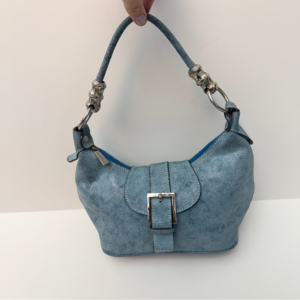 Tiffany and Fred Blue Leather Satchel Shoulder Bag