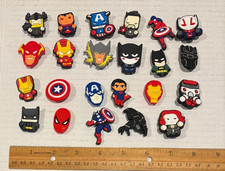 LOT of 24 DIFFERENT Marvel  DC Comic Book Characters Rubber Croc Shoe Charms