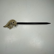 Vintage Pearl Rhinestone Black Hair Stick Updo Accessory Picks Pins