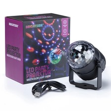 BrightSide Multicolor LED Disco Party Projector, Rotating Light Show, USBPowered