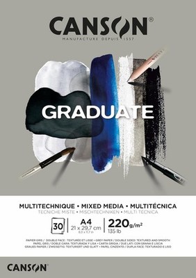 CANSON Graduate Mixed Media Papier zweiseitig: gekörnt glatt 220 g/m² an der kur