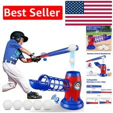 Kids T-Ball Training Set: Remote-Controlled Pop-Up Launcher & Easy Storage Bat