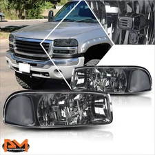 For 99-07 GMC Sierra/Yukon Upper Smoked Housing Headlight Clear Side Corner Lamp