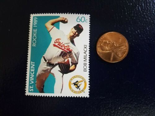 Bob Milacki Baltimore Orioles St Vincent Rookie Perforated Stamp - 第 1/1 張圖片