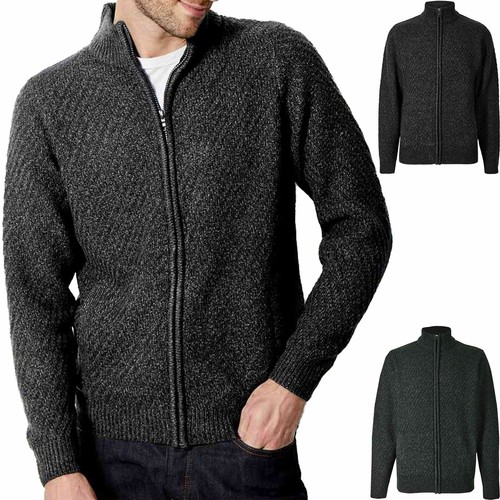 Mens Fleece Textured Zip Up Cardigan 