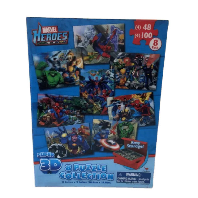 Marvel Heroes Super 3D 8 Puzzle Collection Hologram Capt America