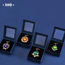 miHoYo Genshin Impact Vision Keychain Glass Zinc Alloy Keyring Official Goods