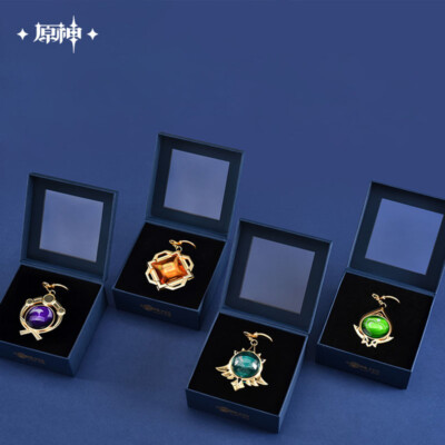 miHoYo Genshin Impact Vision Keychain Glass Zinc Alloy Keyring Official Goods